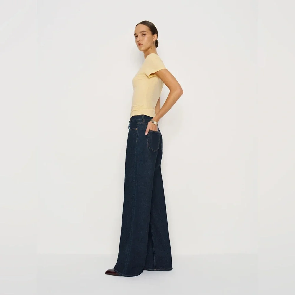 Reformation Cary Low Rise Slouchy Wide Leg Jeans in Ondine - Picture 4 of 10
